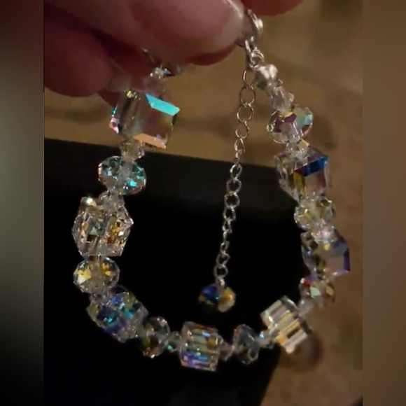 Clear crystal bracelet with sterling silver clasp Swarovski style - Picture 3 of 4